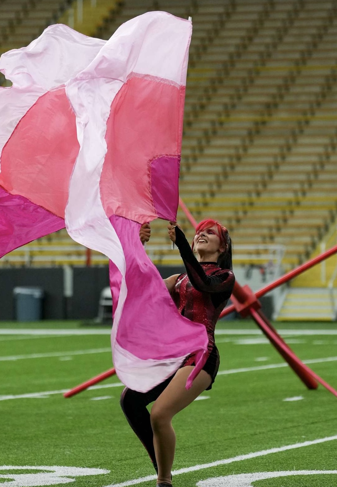 Action shot of a flag member